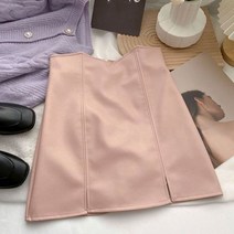 레더 미니 스커트 가죽 치마 코디 여성 대기 스타일 블랙 화이트 핑크 커피 퍼플