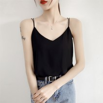 브이넥 쉬폰 나시 여 여름 코디 슬림핏 민소매 탑