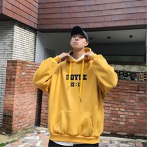 앞포켓 오버핏 남자 겨울 보온 기모후드티 학생티