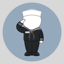 공면 본부 GMHQ 해군 수병 동정복 군인 라운드 스티커