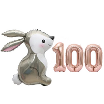 파파 파티 토끼 풍선 생일 파티 숫자 풍선 세트, 1세트, 토끼 100
