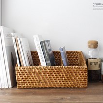 빈티지 3칸 책꽂이 책상정리 양념병정리 식탁수납함 라탄바스켓 나무바구니