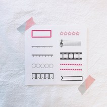[스탬프마마] 마스킹 씰 스탬프 (디자인 종류 선택), 만년스탬프(빨강), 기본줄자(Standard Ruler)
