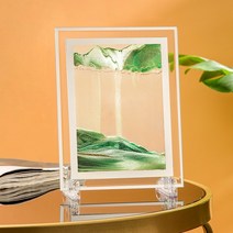 쇼파뒤 카페 인테리어 가게오픈 개업 결혼 선물 노호혼 재물복 둥근 유리 3D 깊은 바다 모래 풍경 움직이는 예술 그림 모션 디스플레이 흐르는 프레임 홈 장식, [02] 7 inch, [21] Square-Green