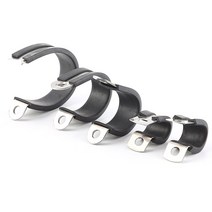 304 스테인레스 스틸 고무 라이닝 P 클립 케이블 장착 호스 파이프 클램프 2 피스, 04 10mm