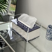 투더 티슈함 아크릴 티슈 케이스 각티슈 화장지 휴지커버 9종, 블랙투명, 1개