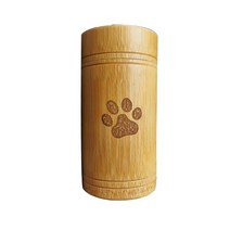 강아지 장례 유골함 수제 대나무 애완 동물 개 발 고양이 발 패턴 화장 유골 기념품 개, 항아리, 18x8.5cm