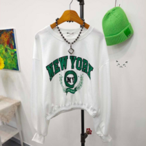 뉴욕 포인트 밴딩 크롭맨투맨