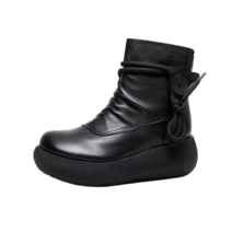 도오빠 여성 소가죽 부츠 통굽 앵클부츠 6cm 키높이 발편한 신발 여자부츠 워커 롱부츠