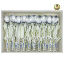 라이브잇 키친아트 웰빙매화 부부수저 2p세트 부부수저 2인 수저세트, 80웰빙매화인조선물용_블루