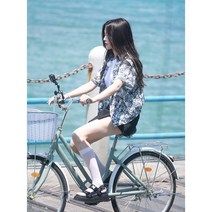 여성 22 24인치 클래식 바구니 자전거, 단일 속도, A