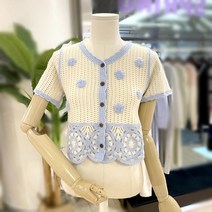 [대구백화점SG] F23A43338_꽃방울 뜨개 반팔 니트