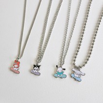 [KC인증/각인무료] 써지컬스틸 산리오 목걸이 미아방지 목걸이, 핑크, 고방체인, 35+3cm(유아용)