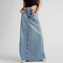 청데님원피스브이넥원피스멜빵데님 빈티지 데님 스커트 여성 a 라인 봄 드레스 레트로 블루 하이 웨이스트 슬림 중간 길이 스트리트