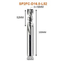 밀링 커터 목공 위아래 컷 2 플루트 나선형 카바이드 도구 CNC 라우터 압축 목재 엔드 밀 비트, SP2FC-D16.0-L52