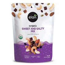 엘란 Elan Sweet And Salty 유기농 트레일 믹스 150.3g(5.3온스) 비건 다크 초콜릿 청크 날짜 건포도 코코넛 칩 호박 씨앗 캐슈 아몬드 비건