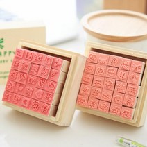 청첩장스탬프 캐릭터 스템프 우드 STAMP 다꾸 미니 스탬프 25종, 해피