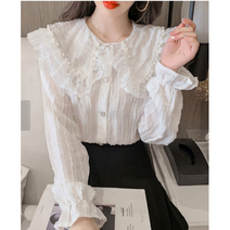 코코즈 여성 레이스 블라우스 진주 장식 프린세스 블라우스