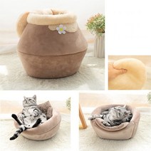 고양이숨숨집 겨울철 안락한 캣하우스 포시즌 꿀단지 댕댕이 강아지 쿠션 산소방, 라이트브라운
