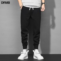 DFMEI 맨투맨 봄여름 한국판 와이드 빅사이즈 코디 캐주얼 조거 밴딩 팬츠 남자 트레이닝 바지 얇은