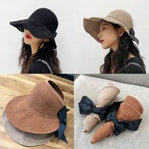 여성 리본 왕골모자 밀짚모자 패션 비치모자 여름