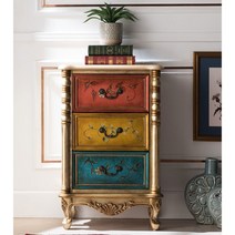 고급 왕실 오리엔탈 나비장 고가구 빈티지 핸드페인팅 수납장 원목 엔틱 클래식, 샴페인