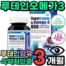 미국 루테인 오메가3 90캡슐 3개월분 식약처 인증 인정 EPA DHA 50대 60대 남자 여자 부모님 피쉬오일