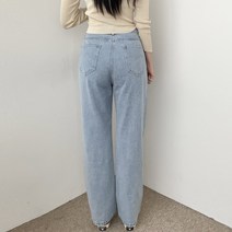 VANANA2 여성 데일리 핏 보장 허리 조절 클립 유니크 와이드 데님 청바지