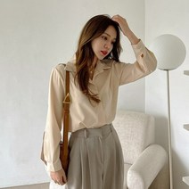 클래식 찰랑 히든 버튼 블라우스 셔츠