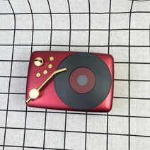 레트로 미니 휴대용 블루투스 스피커 Pinbo-스튜디오 레코드 플레이어 무선 아트웍 카드 오디오 맞춤형 선물 레코드플레이어 Bluetooth, [03] Red