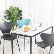 비셀리움 모던테이블 컴퓨터 철제책상 블랙프레임, 마블화이트