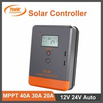 MPPT 태양 전지 충전기 컨트롤러 자동 LCD 디스플레이 듀얼 USB 포트 패널 레귤레이터 리튬 배터리에 적합 40A 30A 20A 12V 24V, 2.30A