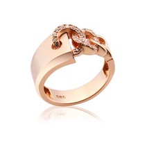 [비앤비골드] 18K 사각 스틱링 큐빅 고리 체인 반지 RSS37780