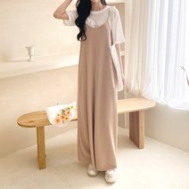 [ SALE ] 안클로젯 ﻿신축성 좋은 저지 와이드 통바지 뷔스티에 점프슈트