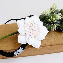꽃삔 순수 한복 베이비밴드 여아 돌아기 땋은머리띠