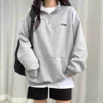 [기모] 유스히얼 반집업 오버핏 맨투맨