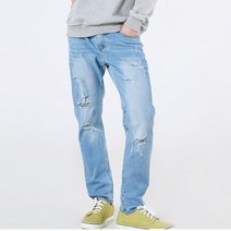남성 데일리 일자 청바지 데님 팬츠 워싱 연청 스판