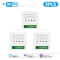 Aubess Tuya WiFiZigBee 스마트 스위치 2 웨이 컨트롤 미니 차단기 16A 홈 오토메이션 라이트 DIY 모듈 Sma, 03 3pcs WiFi Version_01 16A