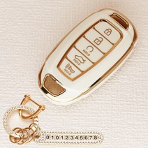 튜모 현대 더뉴 팰리세이드 쏘나타 싼타페 아이오닉5 투싼 아반떼 그랜저 i30 벨로스터 코나 넥쏘 싼타페 엑센트 포터 스타리아 TPU 골드라인 스마트키케이스 키링, HD-05, 골드오링-아이보리