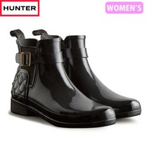 일본 정품 헌터 레인 부츠 블랙 WFS1032RGL 리파인드 글로스 퀼티드 첼시 방수