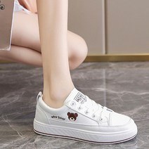 묘먀미 곰돌이자수 데일리 기본 여성 스니커즈