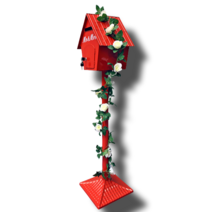 예쁜 전원주택우체통 우편함 마당 스탠드 대형 빈티지 펜션 야외 철제 엔틱 인테리어 실외, 레드+꽃