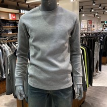 버커루 버커루 남성 라운드 와플 기본 긴팔 티셔츠 자수로고