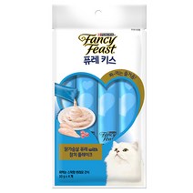 퓨리나 *5개묶음* 팬시피스트 퓨레키스 닭가슴살&참치플레이크 10g 4개입[고양이짜먹는간식], 1개
