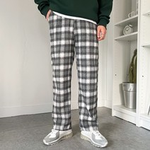 남녀공용 울 글랜 사각 체크 밴딩 와이드 팬츠(3COLOR)