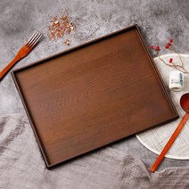 한일 티크 쟁반 브라운 중 일식 칠기 멜라민 플라스틱 업소용 카페 혼밥 사각 트레이