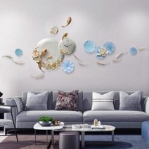 고급벽시계 럭셔리 엠보싱 장식 호텔 홈 거실 소파 TV 수지 꽃 물고기 벽화 아트, 2.style2