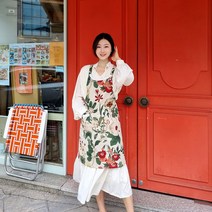 프리마 앞치마 고급 나염 린넨 코튼 국내제작상품, 블랙