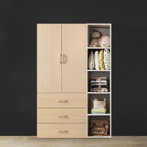 이엔 (3서랍옷장+400오픈선반장) 1200 장롱세트 시스템장 원룸 드레스룸 3단 수납 장농, 메이플