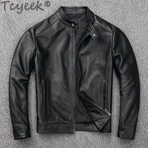 Tcyeek 100% 정품 가죽 자켓 남성 의류 봄 가을 짧은 코트 슬림 암소 자켓 남자 Giubotto Pelle Uomo